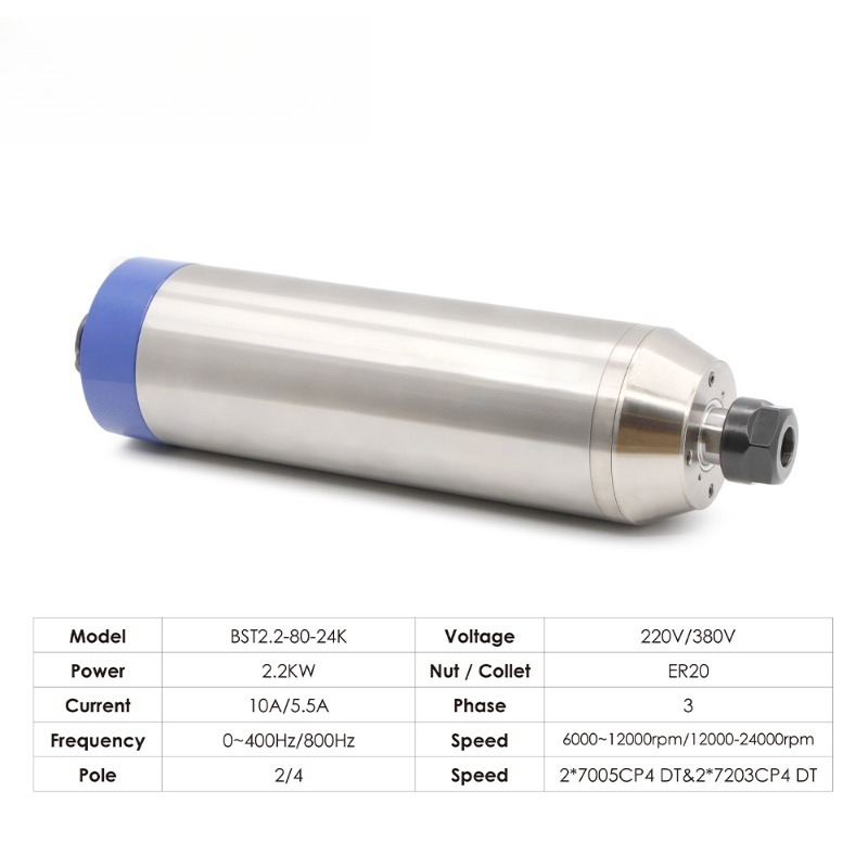 2.2kw ER20 D80 12000rpm/24000r - 2.2Kw Water Cooled Spindle Kit Vfd review and price