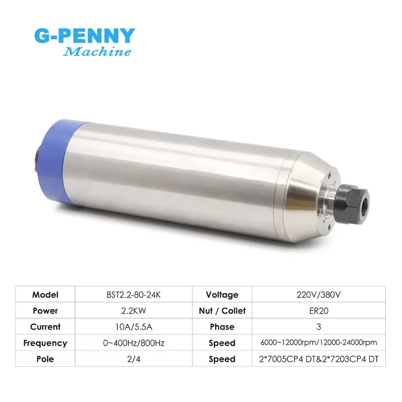 G-Penny 2.2kw ER20 D80 12000rp - 2.2Kw Water Cooled Spindle Kit Vfd review and price