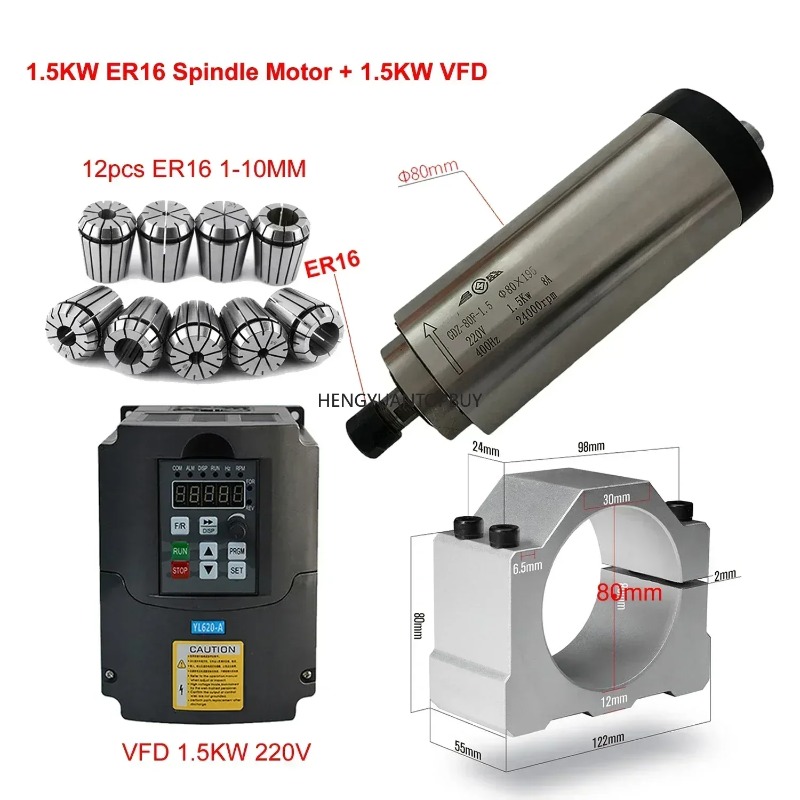 Air Cooled 800W 1500W 2200W Sp - Er20 Collet Chuck Spindle Motor 220V review and price